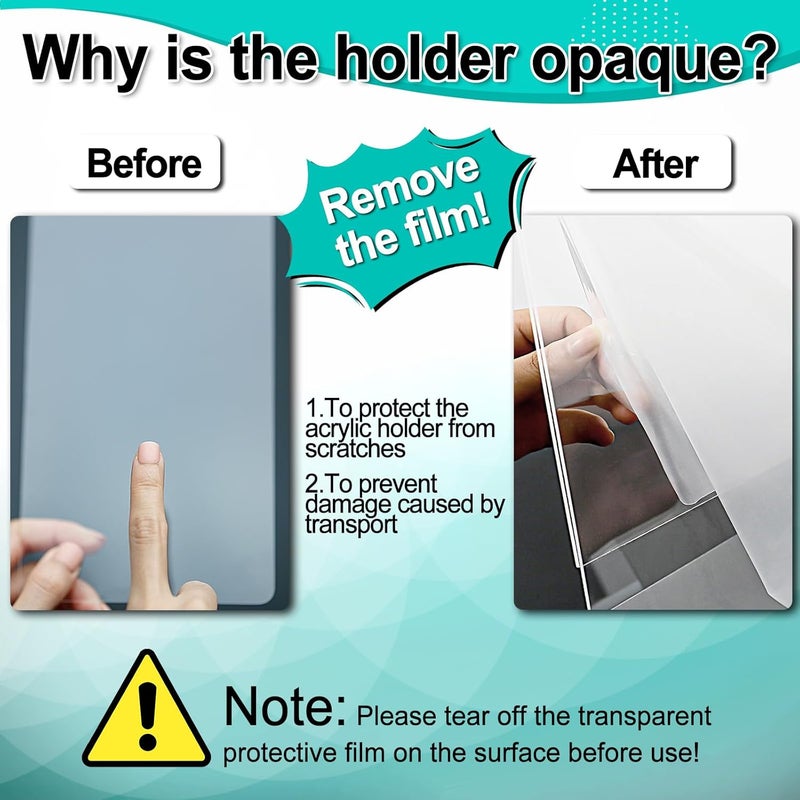 Aheroi 30 قطعة حامل لافتات أكريليك 8.5 × 11، حامل لافتات حائط شفاف 8.5 × 11 مع 60 شريط لاصق، بدون حفر، إطار حائط أكريليك لحامل الأوراق، حامل مستندات للمكتب، المنزل، المطعم - Image 3